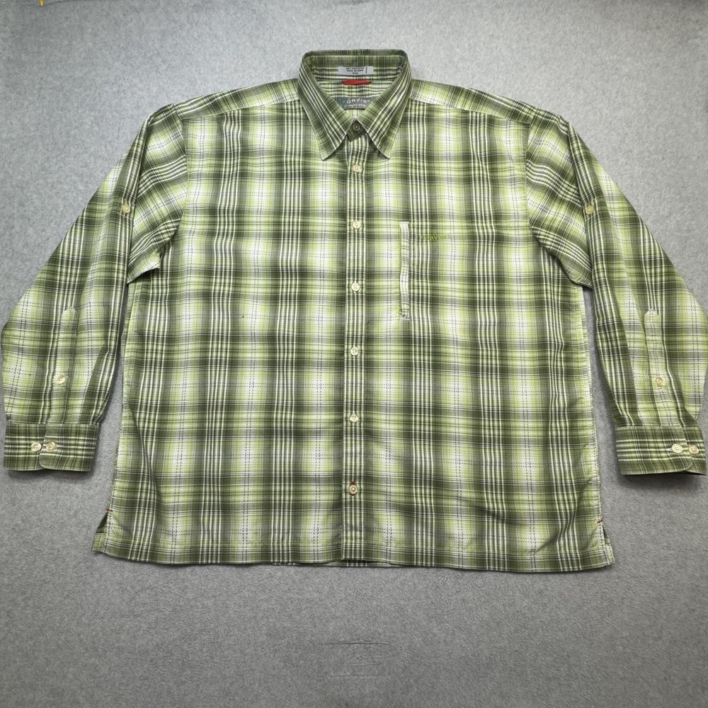 Orvis Trout Bum Shirt Mens XXL Green Plaid Long Sleeve Button Front Fishing